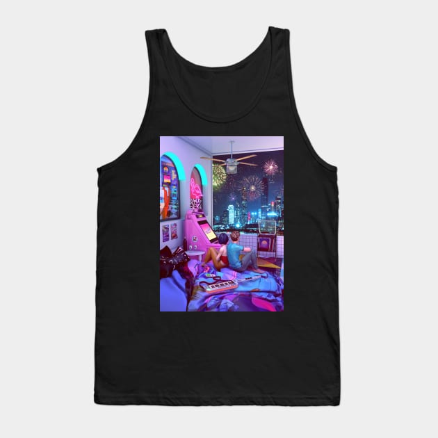 Retro Night Tank Top by dennybusyet